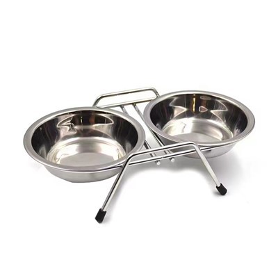 Policové dvojité nerezové misky pre psov